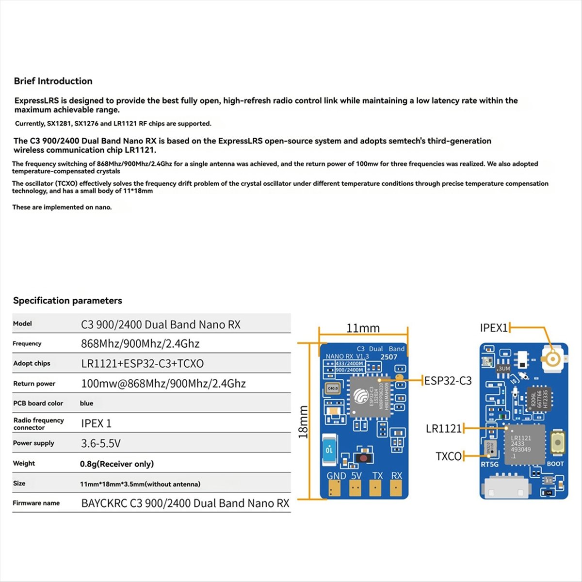 Drone Rc Frequency - Receptor Nano ELRS de Banda Dupla