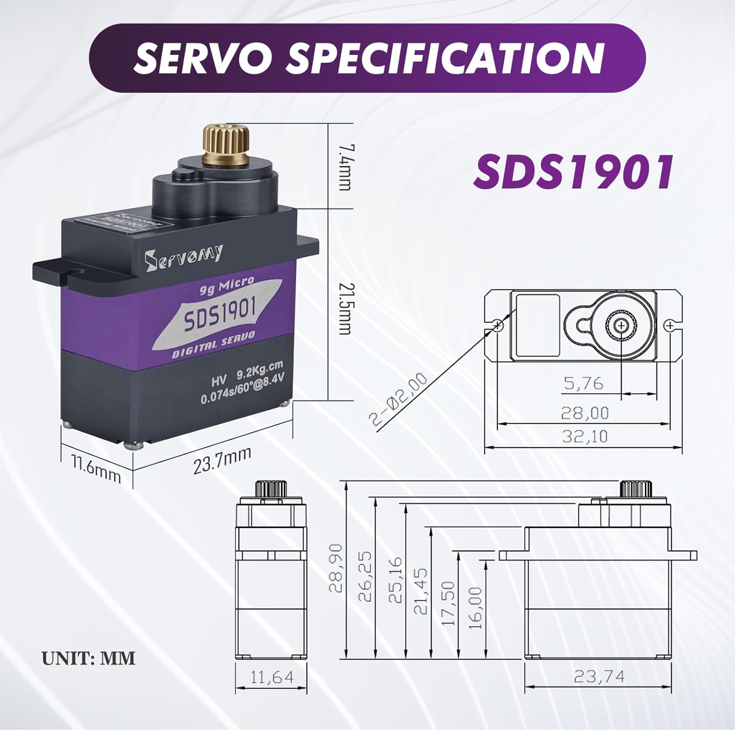 SERVOMY-SDS1901 Digital 9G Mic - Rc Car Servo avaliação e preço